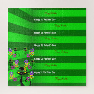 St. Patrick's Day Happy Birthday Jigsaw Puzzle Cat