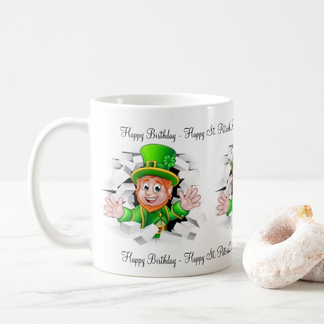St. Patrick's Day Happy Birthday Mug  (With Donut)