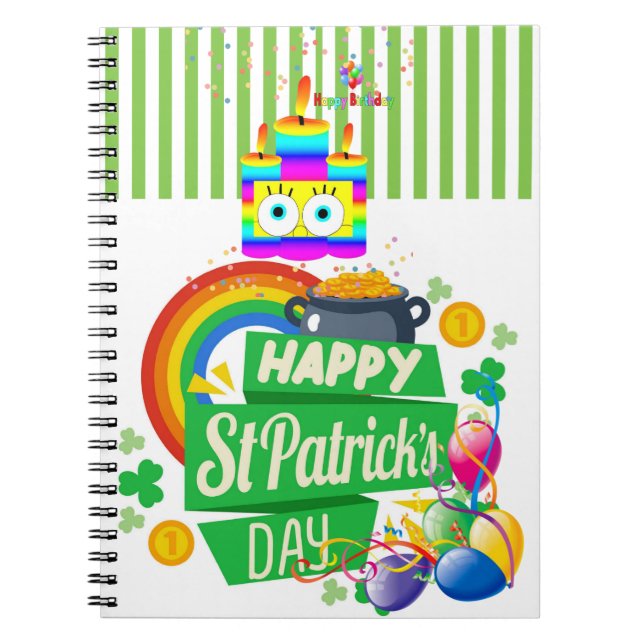 St. Patrick's Day Happy Birthday Notebook (Front)