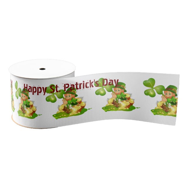 St. Patrick's  Day Happy Birthday Ribbon Grosgrain Ribbon (Spool)
