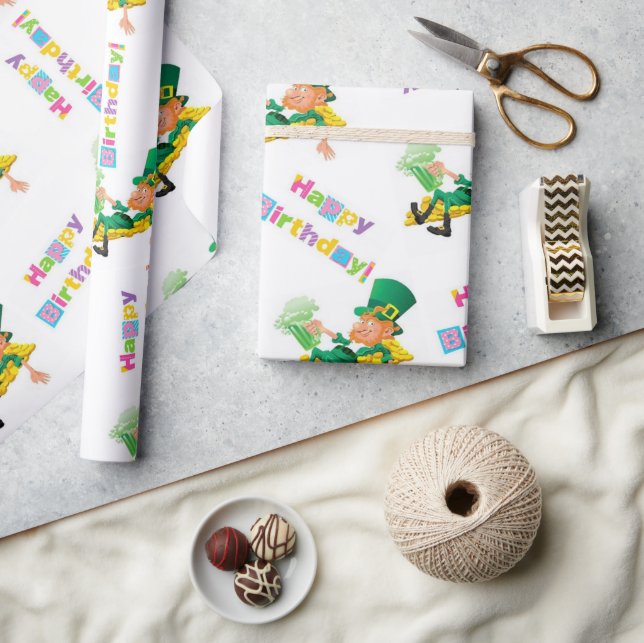 St. Patrick's Day Happy Birthday Wrapping Paper  (Crafts)