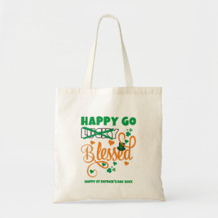St Patrick's Day HAPPY GO Lucky BLESSED Christian Tote Bag