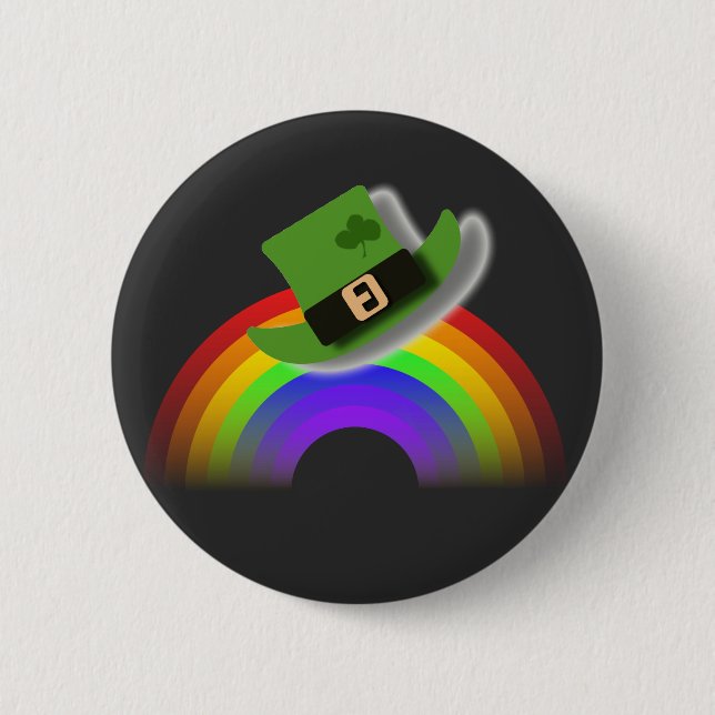St Patricks Day Hat and Rainbow  6 Cm Round Badge (Front)