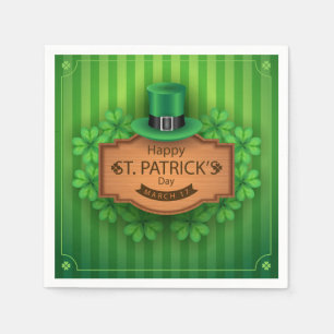 St. Patrick's Day - Hat & Clovers Napkin