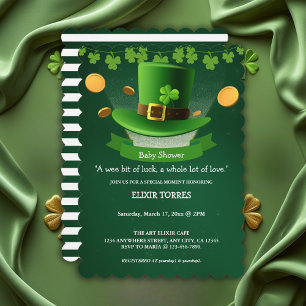 St. Patrick's Day Hat Shamrock Gold Baby Shower Invitation