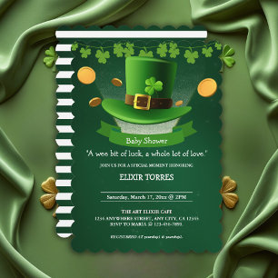 St. Patrick's Day Hat Shamrock Gold Baby Shower Invitation