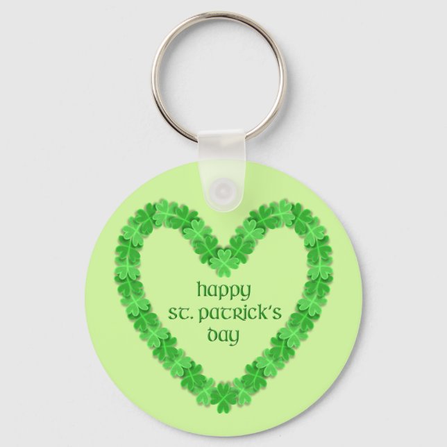 St Patrick's Day Heart Key Ring (Front)