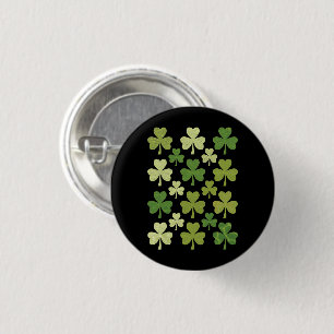 St Patrick's Day Heart Lucky Clover Shamrock 3 Cm Round Badge