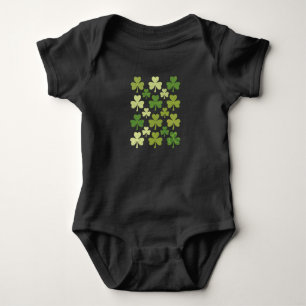 St Patrick's Day Heart Lucky Clover Shamrock Baby Bodysuit