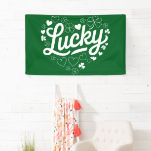 St Patrick's Day Heart Lucky Clover Shamrock  Banner