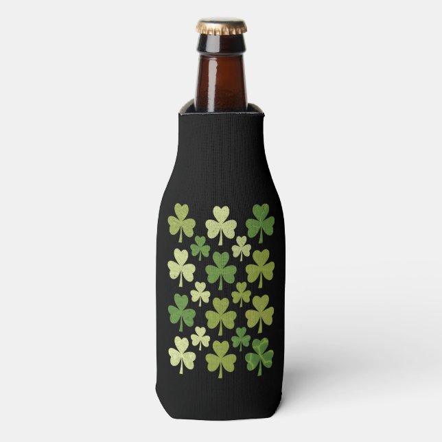 St Patrick's Day Heart Lucky Clover Shamrock  Bottle Cooler (Bottle Front)