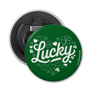 St Patrick's Day Heart Lucky Clover Shamrock  Bottle Opener