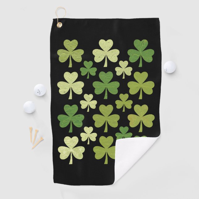 St Patrick's Day Heart Lucky Clover Shamrock  Golf Towel (InSitu)