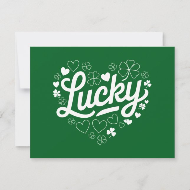 St Patrick's Day Heart Lucky Clover Shamrock  Invitation (Front)