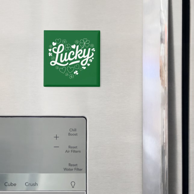 St Patrick's Day Heart Lucky Clover Shamrock  Magnet (In Situ (Fridge))