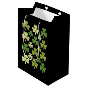 St Patrick's Day Heart Lucky Clover Shamrock  Medium Gift Bag