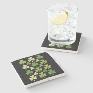 St Patrick's Day Heart Lucky Clover Shamrock Stone Coaster