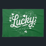 St Patrick's Day Heart Lucky Clover Shamrock  Tea Towel<br><div class="desc">St Patrick's Day Heart Lucky Clover Shamrock</div>