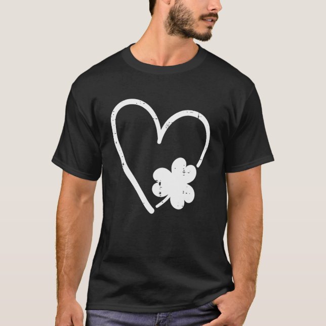 St Patricks Day Heart Shamrock For Women Girls Kid T-Shirt (Front)