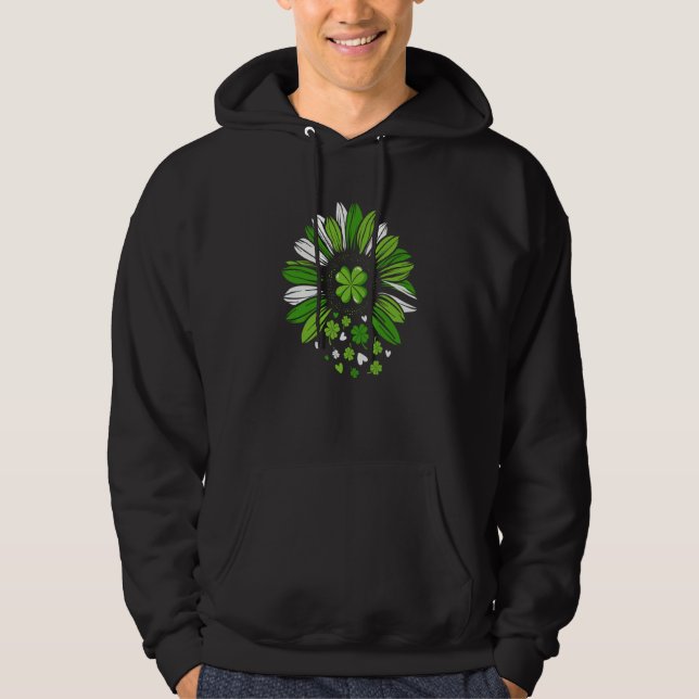 St Patrick's Day Heart Shamrocks Sunflower Lucky I Hoodie (Front)