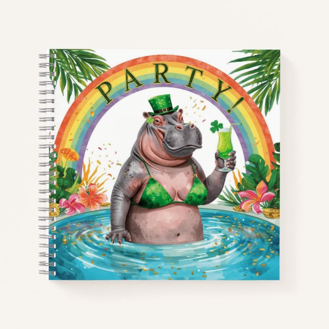 St. Patrick's day hippo pool party  Notebook (Front)