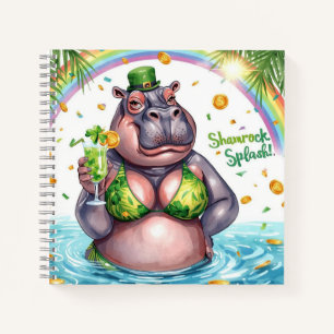 St. Patrick's day hippo pool party Notebook
