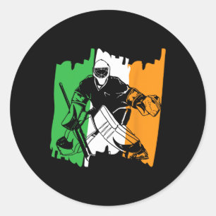 St Patricks Day Hockey Design For Irish Family Goa Classic Round Sticker