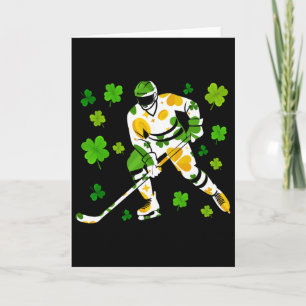 St Patricks Day Hockey Shamrock Vintage Stick Sain Card