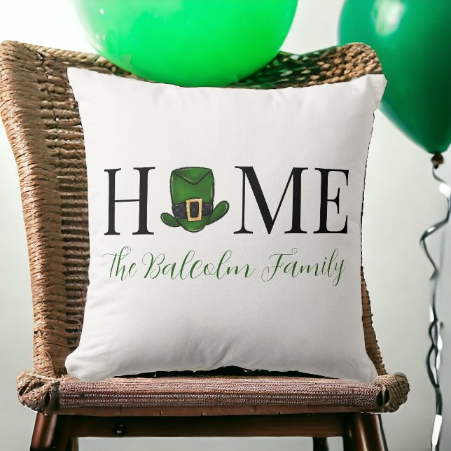 St Patrick's Day Home Green Leprechaun Hat Custom Cushion (Creator Uploaded)