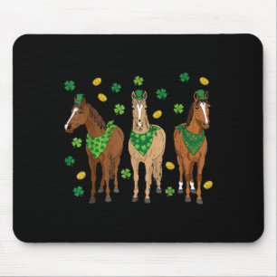 St patrick's day horses equestrian women girls kid mouse mat