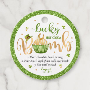 St Patrick's Day Hot Chocolate Bomb Lucky Bomb Favour Tags