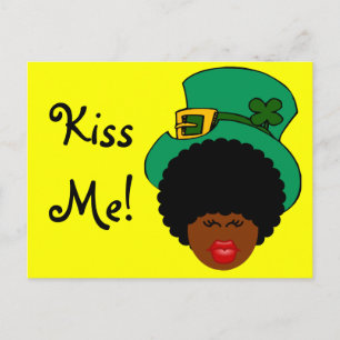 St. Patrick's Day Humour: Kiss Me. I'm Black Irish Postcard