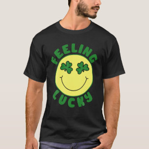 St Patrick's Day I Feel Lucky Leopard Clover Graph T-Shirt