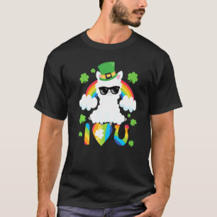 St Patricks Day I Love You Llama Rainbow Heart U H T-Shirt