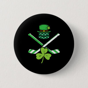 St Patricks Day Ice Hockey Saint Pattys Irish Men  6 Cm Round Badge