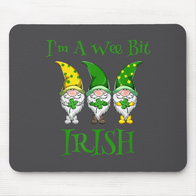 St Patricks Day I'm A Wee Bit Irish Gnomes Shamroc Mouse Mat (Front)