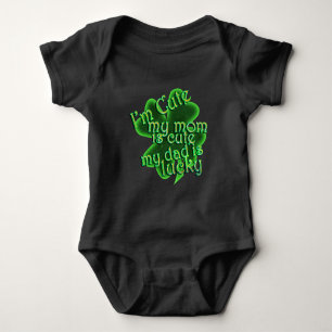 St Patrick's Day  - I'm Cute, Mum Cute, Dad Lucky Baby Bodysuit