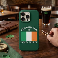 St Patrick's Day Ireland Flag Custom Name Shamrock