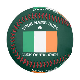 St Patrick's Day Ireland Flag Custom Name Shamrock Baseball