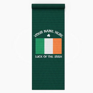 St Patrick's Day Ireland Flag Custom Name Shamrock Bath Mat