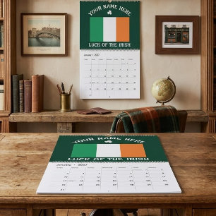 St Patrick's Day Ireland Flag Custom Name Shamrock Calendar