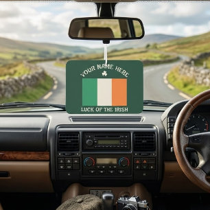 St Patrick's Day Ireland Flag Custom Name Shamrock Car Air Freshener