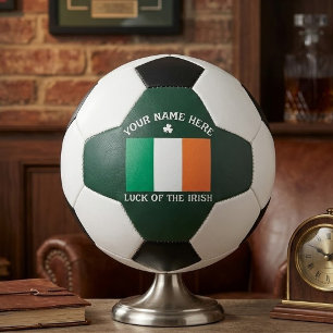 St Patrick's Day Ireland Flag Custom Name Shamrock Football