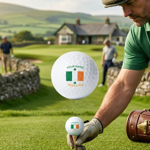 St Patrick's Day Ireland Flag Custom Name Shamrock Golf Balls