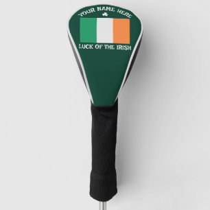 St Patrick's Day Ireland Flag Custom Name Shamrock Golf Head Cover