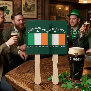 St Patrick's Day Ireland Flag Custom Name Shamrock Hand Fan