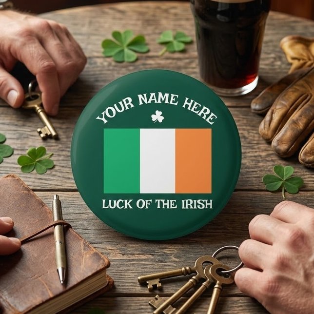 St Patrick's Day Ireland Flag Custom Name Shamrock Magnet (Creator Uploaded)