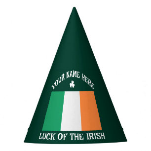 St Patrick's Day Ireland Flag Custom Name Shamrock Party Hat