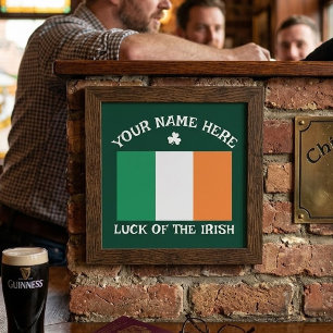 St Patrick's Day Ireland Flag Custom Name Shamrock Photo Print