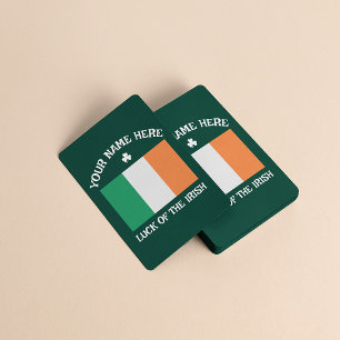 St Patrick's Day Ireland Flag Custom Name Shamrock Playing Cards